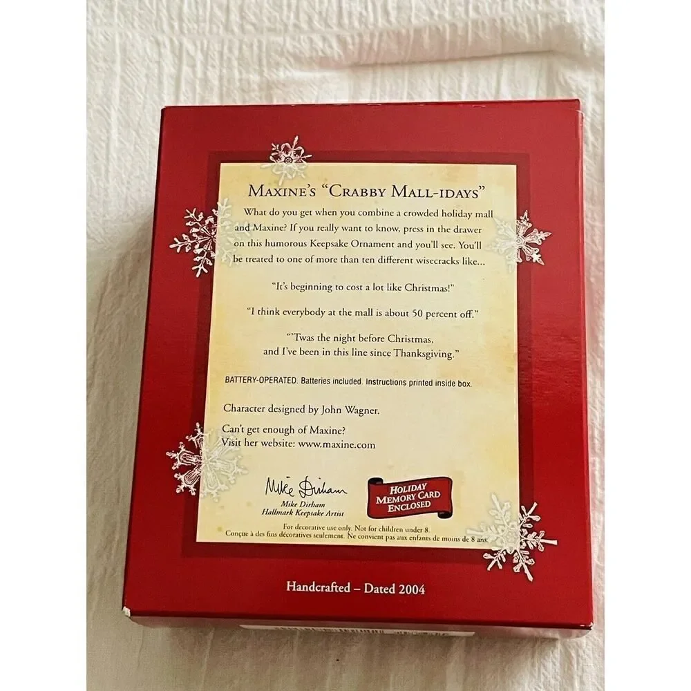 2004 Hallmark Keepsake Ornament-Maxine's Crabby Mall-idays Talking Ornament NEW